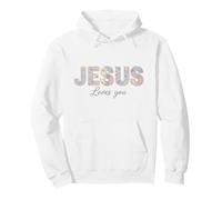 Jesus Loves You Floral Christian Faith Blessed Pullover Hoodie