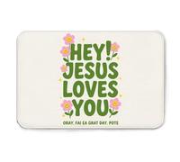 Jesus Loves You Flower Quotes 24x36 Soft Flannel Floor MatNon Slip Rug | Non Slip Rubber Back, Soft Absorbent Flannel, Machine Washable, Floral Jesus Quote Print, Entryway Living Room Bedroom