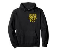 Jesus Loves You, Golden Yellow (Front Back Design) Christian Pullover Hoodie