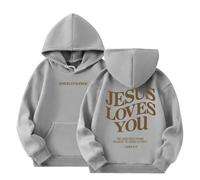 Jesus Loves You Hoodie Christian Faith Religious God Tops Teen Girls Woman Pullover Sweatshirt Longsleeve Y2K Streetwear