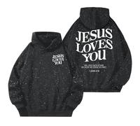 Jesus Loves You Hoodie Christian Sweatshirt for Women Men Jesus Pullover Tops Comfy Casual Streetwear Clothes with Pocket