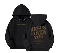 Jesus Loves You Hoodies for Girls and s Letter Graphic Print Hooded Sweatshirt with Pockets Pullover Sweater Jumper Autumn Winter Lighweight Oversized Children Hoodie Sweatshirts