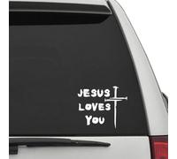 Jesus Loves You Jesus Cross Car Sticker - Religious Vinyl Decal for Cars, Laptops, Windows - Faith Symbol for Christians