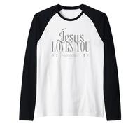 Jesus Loves You, Jesus Never Fails, Forgiven, Christian Raglan Baseball Tee