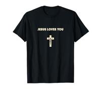 Jesus Loves You Minimalist Cross Crucifixion Graphic T-Shirt