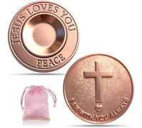Jesus Loves You Peace Challenge Coin with Velvet Pouch, Christian Challenge Coins, Concave Surface Design, Relieve and Healing (1 Pack)