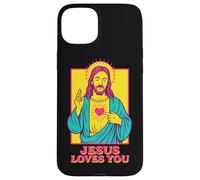 Jesus Loves You Sacred Heart Christian Faith Retro Pop Art Case for iPhone 15 Plus