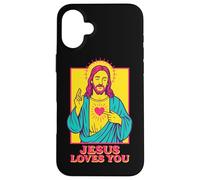 Jesus Loves You Sacred Heart Christian Faith Retro Pop Art Case for iPhone 16 Plus