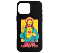 Jesus Loves You Sacred Heart Christian Faith Retro Pop Art Case for iPhone 16 Pro Max