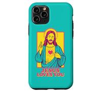 Jesus Loves You Sacred Heart Christian Retro Pop Art Teal Case for iPhone 11 Pro