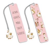 Jesus Loves You Silly Goose Bookmark - Funny Christian Stainless Steel Bookmark with Goose Charm, Cute Bible Bookmark Valentines Day Gift for Women, Friends, Readers, Bible Study Faith Gifts -1