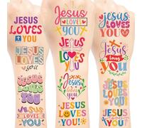 Jesus Loves You Temporary Tattoos Stickers, Christian Party Favors Decorations Supplies Gifts for Christmas Winter Holiday Party Religious Education Supplies