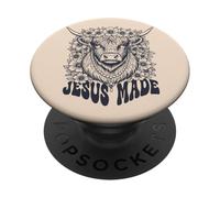 Jesus Made Cow Floral Christian Faith Western PopSockets Adhesive PopGrip