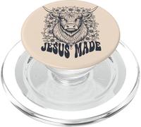 Jesus Made Cow Floral Christian Faith Western PopSockets PopGrip for MagSafe
