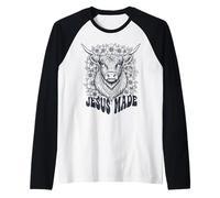 Jesus Made Cow Floral Christian Faith Western Raglan Baseball Tee