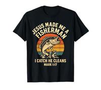 Jesus Made Me A Fisherman Christian Dad Fishing Mark 1:17 T-Shirt