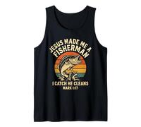 Jesus Made Me A Fisherman Christian Dad Fishing Mark 1:17 Tank Top