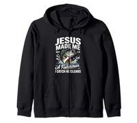 Jesus Made Me a Fisherman I Catch He Cleans Christian Bible Zip Hoodie