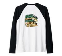 Jesus Made Me A Fisherman I Catch He Cleans Raglan Baseball Tee