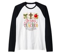 Jesus Made Me A Teacher Welcome Back to School Christian Raglan Baseball Tee