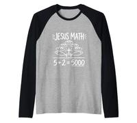 Jesus Math 2 Fishes 5 Breads Feeds The 5000 Miracle Bible Raglan Baseball Tee