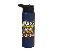 Jesus Math 2 Fishes 5 Breads Feeds The 5000 Miracle Bible Stainless Steel Insulated Water Bottle