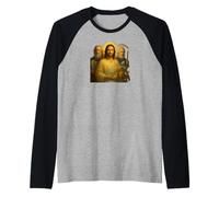 Jesus, Moses, and Noah Colorful Biblical Portrait Christian Raglan Baseball Tee