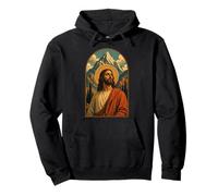Jesus Mountain Halo Christian Devotional Landscape Art Faith Pullover Hoodie