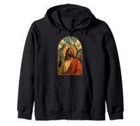 Jesus Mountain Halo Christian Devotional Landscape Art Faith Zip Hoodie
