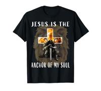 Jesus My Anchor Christian Religious Sayings Lion Graphic Men T-Shirt
