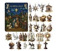 Jesus Nativity Christmas Calendar 2026 - Path To Bethlehem, 24-Pendant Countdown Calendar Depicting Jesus Nativity, 2D Hangable Collectible Keepsake for 2026 Religious Decor