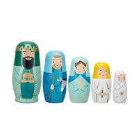 Jesus Nesting Dolls, 2025 New 5 Pieces Wooden Jesus Nativity Russian Nesting Dolls, Jesus Stacking Nested Toy Set for Christmas Easter Birthday Present, Home Room Decor, Christmas Crafts Decorations