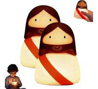 Jesus Night Light - Let His Light Guide Your Way, Cute Silicone Touch Control Night Lamp, Rechargeable USB Bedside LED Lamp, Portable Touch Dimming, Ideal for Religious Gatherings (2PCS)