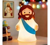 Jesus Night Light Rechargeable Bedside Night Light Dimmable Silicone LED Light Ideal for Religious Gatherings, Gifts for Sunday School, Baptism Presents, Easter Egg Decorations (blue) (Blue)