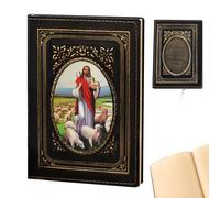Jesus Notebook 100 Pages A5 Vintage Notebook with Ribbon Bookmarks Bronze Leather Journal Daily Plan Diary Unique Christmas for Home Office School Use, Christmas Decorations