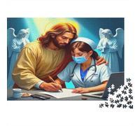 Jesus & Nurse Care 1000 Piece Puzzle Compassionate Jesus Relaxing Stress Relief Thick Cardboard for Seniors Thoughtful Gift 52x38cm/1000pcs