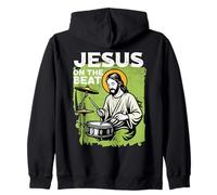 Jesus On The Beat Christian Drummer Praise Music Design Zip Hoodie