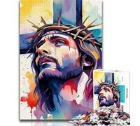 Jesus on The Cross Puzzles for Adults Teens 1000 Pieces,Help The Brain Exercise Addictive Toys to Cultivate Patience Suitable for Couples 38x26cm