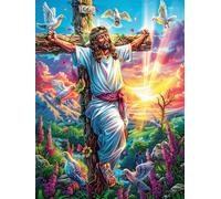 Jesus on The Cross with Angels 300 Piece Jigsaw Puzzle for Adults Jigsaw Post Work Relaxation Tool Challenging Fun for Friends Family Home Decor 300 PCS