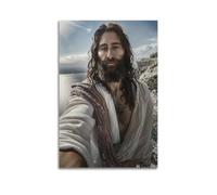 Jesus on The Seashore Inspiration from The Shroud of Turin Christian Religious Poster Jesus Poster Marvel Poster Decorative Painting Canvas Wall Posters for Bedroom Decor And Art Picture Print Modern