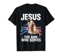 Jesus, One Who Serves Funny Pickleball Christian Gospel Value Graphic T-Shirt, Men, Black, XL
