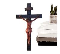 Jesus Ornament - Crucifix Figure, Suffering Christ | Religious Sculpture, Bleeding Resurrection Symbol, Resin Handmade Icon with Red Detail for Church Altar or Home Worship Display, 11.5x3x20.5cm