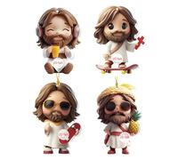 Jesus Ornament - Elegant Jesus Acrylic Christmas Ornaments - Religious Decoration 2D Pendant for Wall Door Party Bag Car Home Decorating