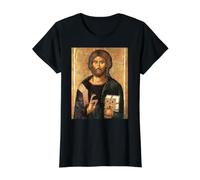 Jesus Orthodox Icon Christ Almighty Value Graphic T-Shirt, Women, Black, S