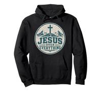 Jesus Over Everything Christian Faith Bold Statement Pullover Hoodie