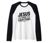 Jesus Over Everything Faith Inspirational Raglan Baseball Tee