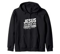 Jesus Over Everything Faith Inspirational Zip Hoodie