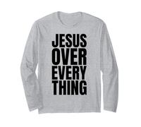 Jesus Over Everything Summer Christian Gym Fitness Workout Long Sleeve T-Shirt