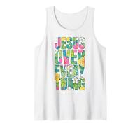 Jesus Over Everything Summer Christian Hawaiian Tropical Fun Tank Top