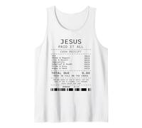 Jesus Paid It All, Funny Christian Worship Barcode Tank Top